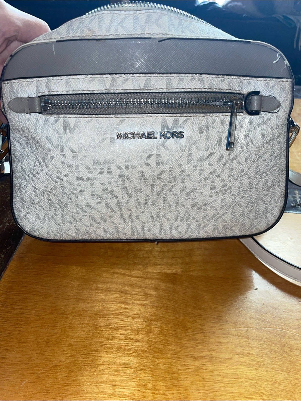 Michael Kors Signature Crossbody in Off-White and Gray